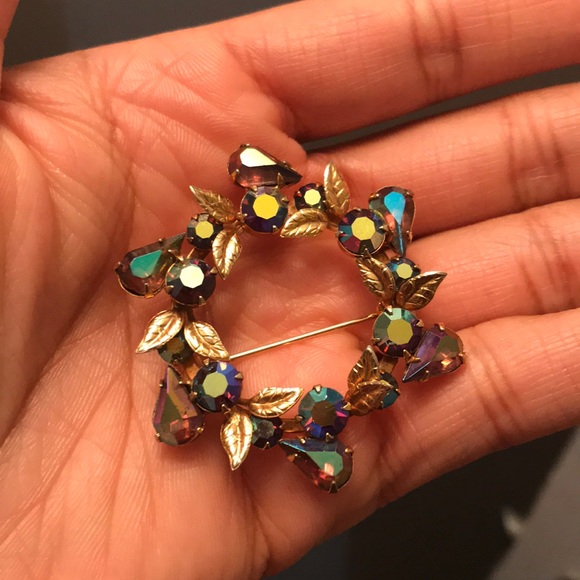 Aqua/Purple/Gold Brooch - Picture 3 of 4